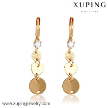 91272-Xuping Nice Beauty Yellow Gold Hanging Earrings Exported From China